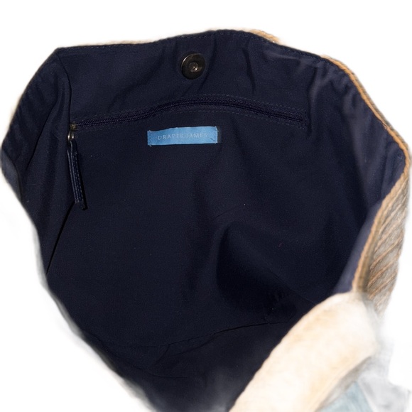 Draper James by Reese Witherspoon Everyday Straw Shoulder Bag W/ Navy - Picture 9 of 11